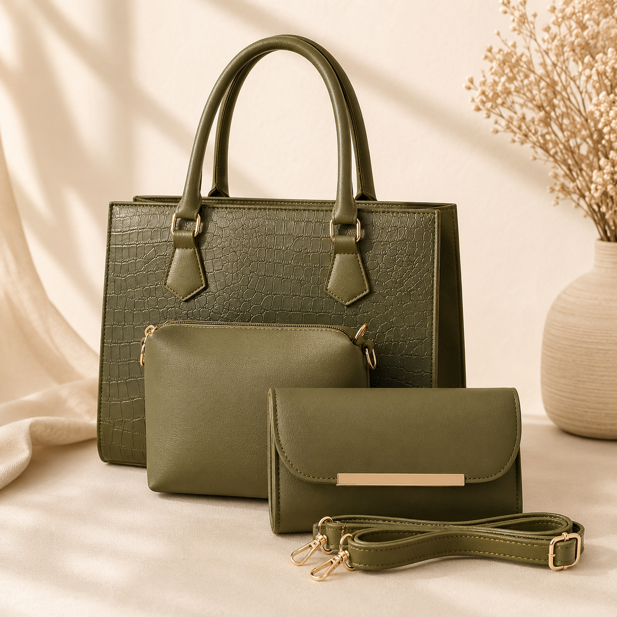 Elegant Luxe 3-Piece Women’s Handbag Set