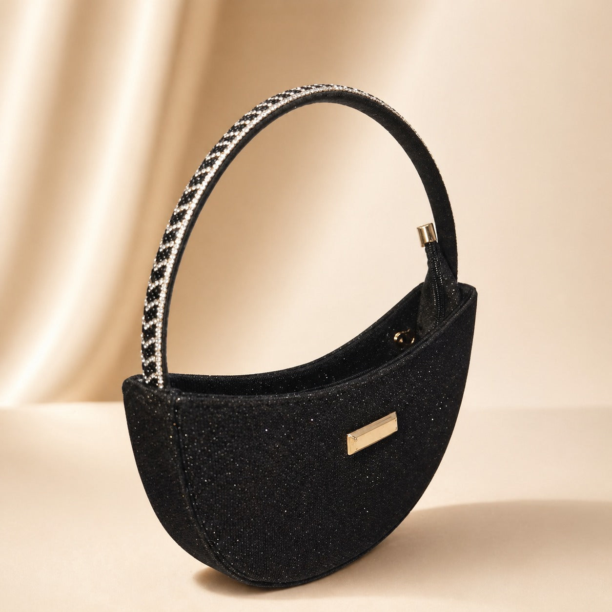 Elegant Black Crystal Evening Bag