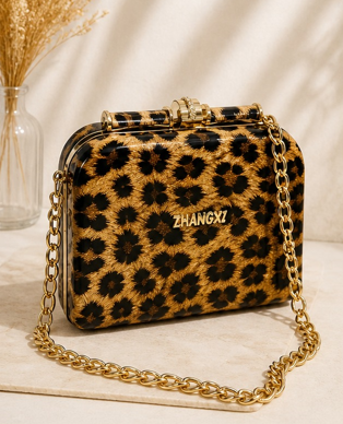 Luxury Leopard Print Chain Crossbody Bag