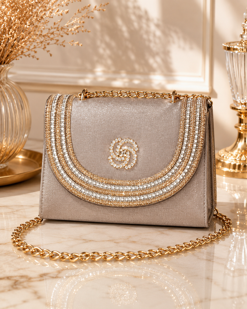 Elegant & Embellished Chain Shoulder Bag
