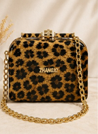 Luxury Leopard Print Chain Crossbody Bag