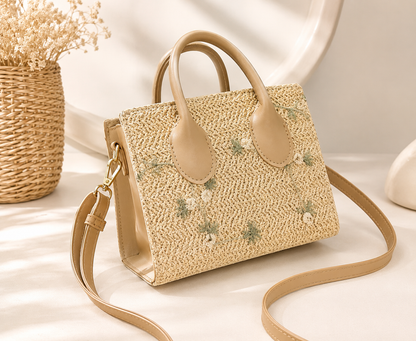 Vintage Straw Mini Tote Bag