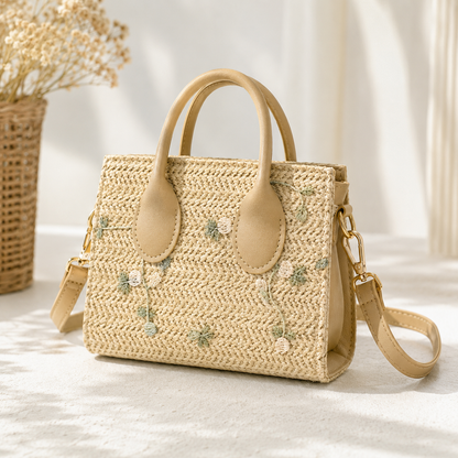 Vintage Straw Mini Tote Bag