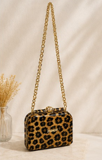 Luxury Leopard Print Chain Crossbody Bag