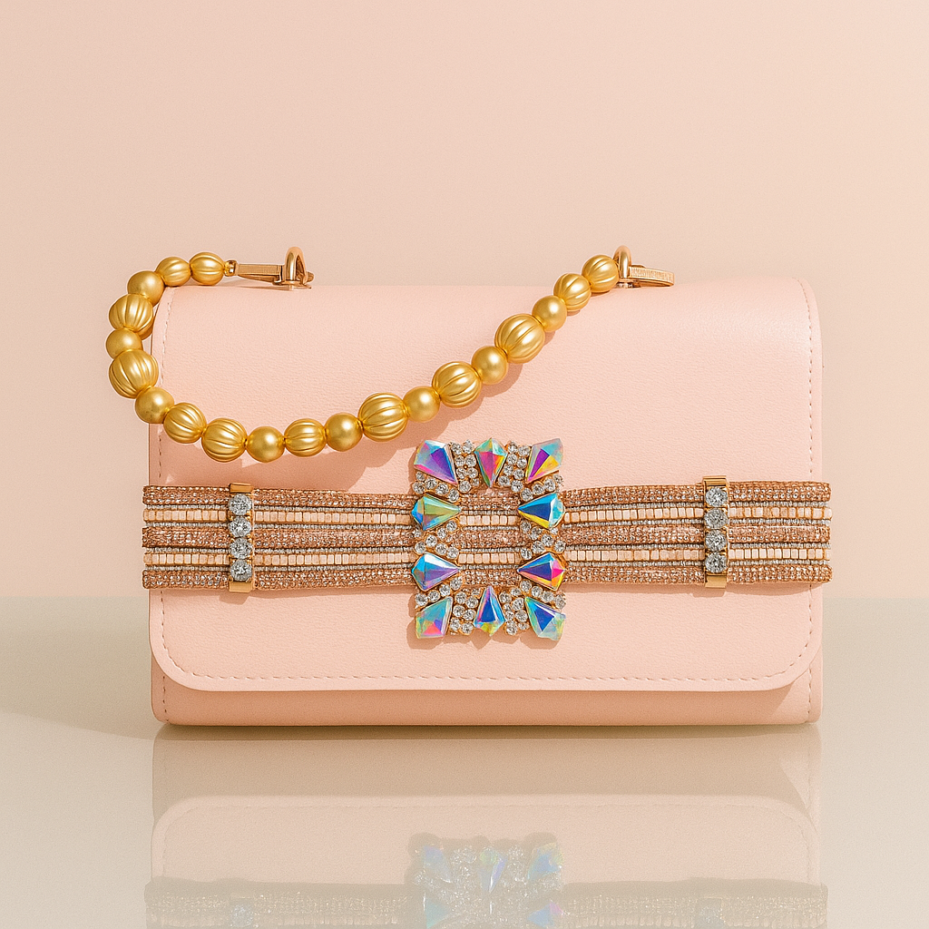 Luxury Embellished Evening Bag Decorated with Real Stones