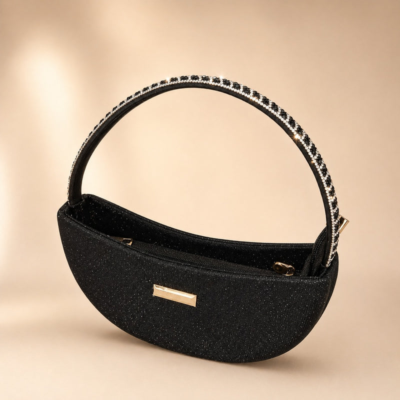 Elegant Black Crystal Evening Bag