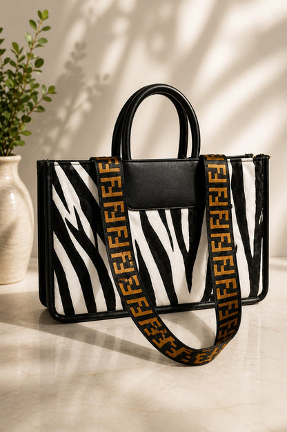 Elegant Zebra Print Tote Bag with Designer Strap