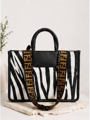 Elegant Zebra Print Tote Bag with Designer Strap