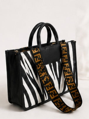 Elegant Zebra Print Tote Bag with Designer Strap