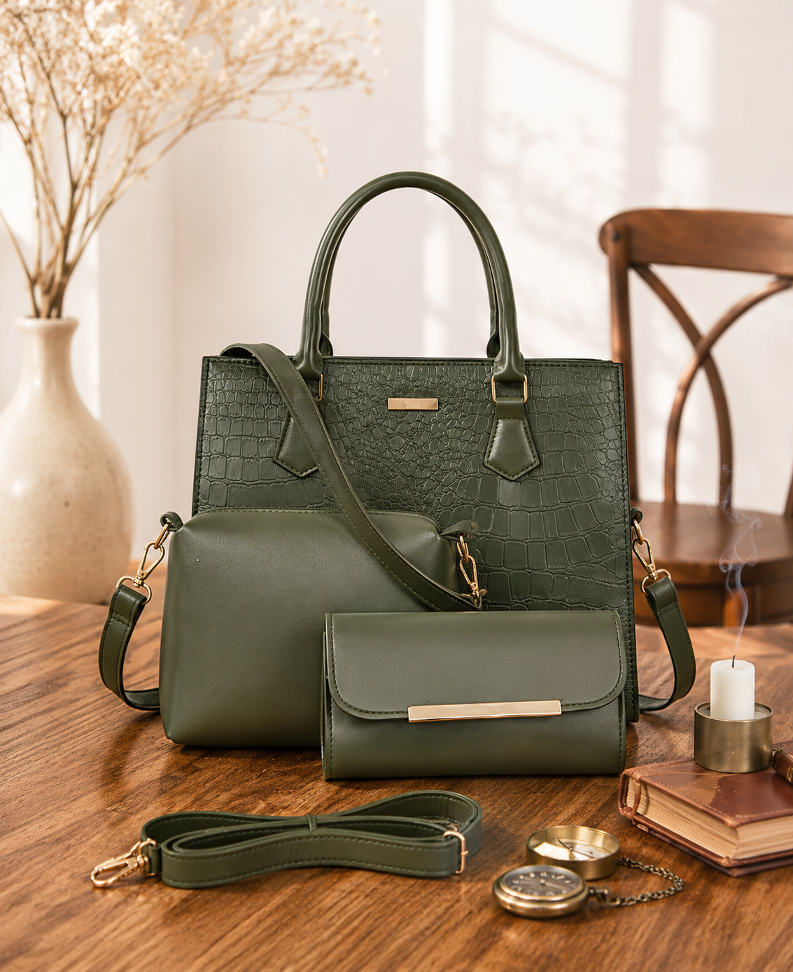 Elegant Luxe 3-Piece Women’s Handbag Set