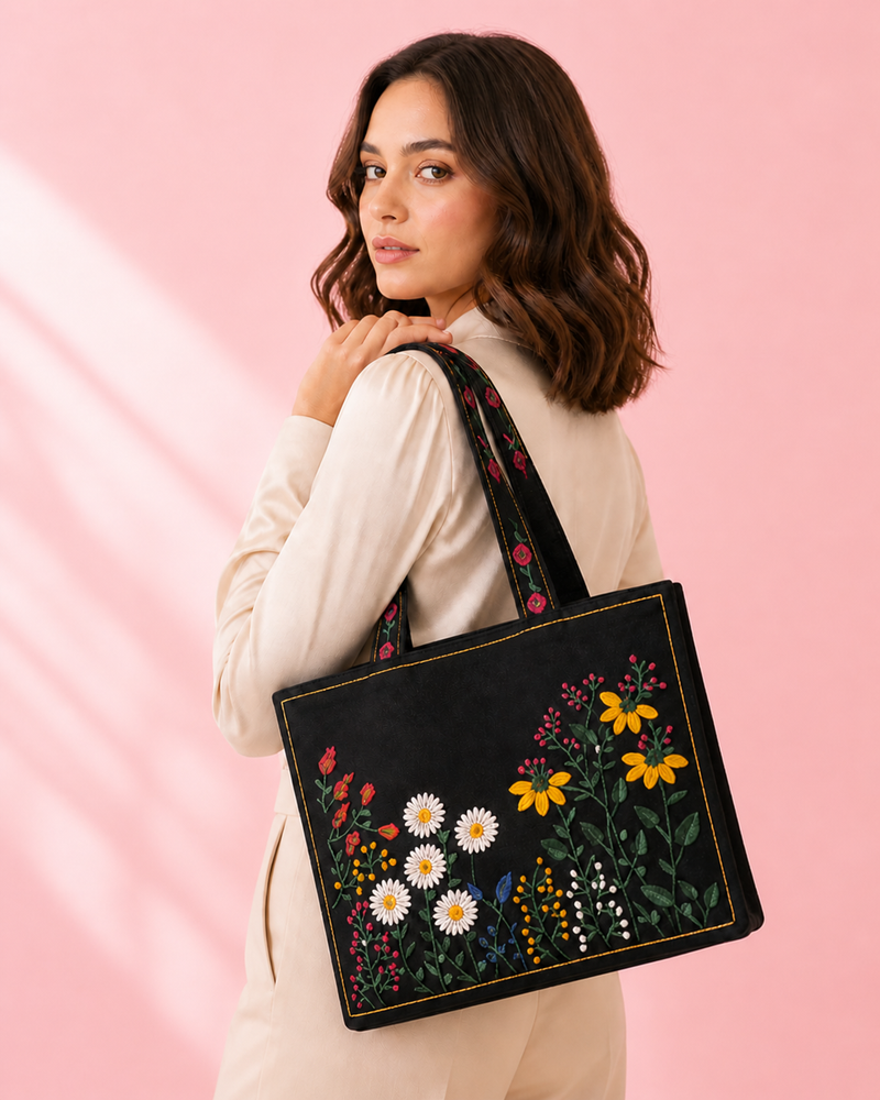 Elegant Floral Embroidered Handbag