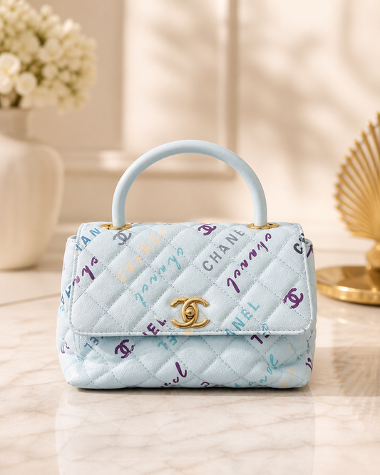 Luxury Quilted Top Handle Handbag with Gold Lock Detail