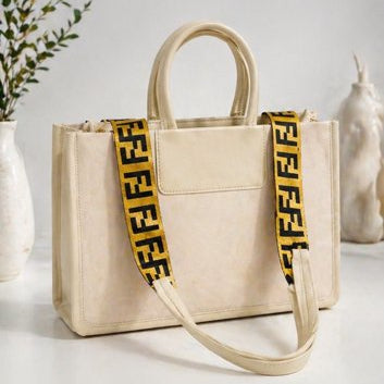 Elegant Beige Tote Bag with Designer Strap
