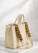 Elegant Beige Tote Bag with Designer Strap